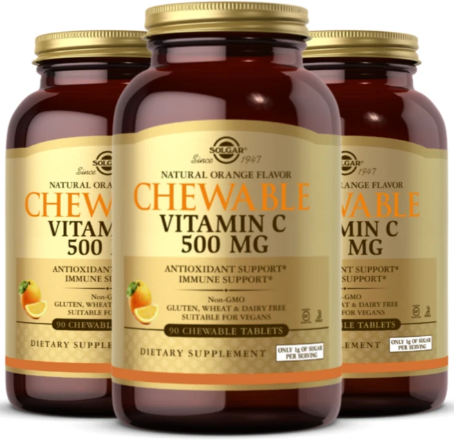 솔가 츄어블 비타민 C 500mg 천연 오렌지맛 90정 3통 - 쿠팡