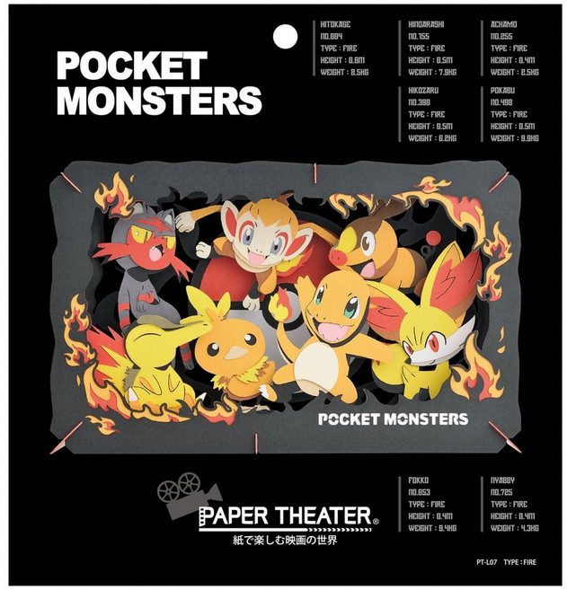 PAPER THEATER 寶可夢紙劇院 火屬性款 PT-L07 DIY立體拼圖, 火（現貨/PT-L07）