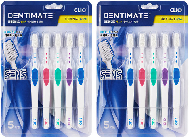 크리오 덴티메이트 센스R 베이킹소다 이중미세모 칫솔 5+5입, 10개입, 1세트
