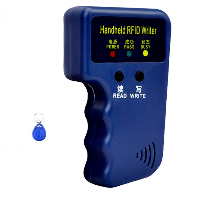 125kHz RFID 카드 리더+키 포브 키트 복사기 작가 복사기 복제기 프로그래머 ID 카드 사본 EM4305 T5577 각 쓰기 가능한 태그, 1 keyfob, 파란색