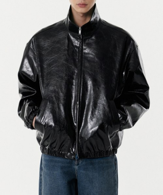 무신사스탠다드 MUSINSA STANDARD 페이턴트 신세틱 레더 트랙 재킷 [블랙]MMDLJ1Z04-BK 114977