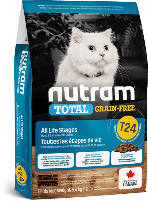 nutram 無穀全能系列 乾飼料 挑嘴全齡貓 T24, 1袋, 2kg, 鮭魚+鱒魚