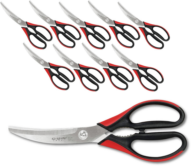 오모리 투톤 곡선형 고기가위 (10개)