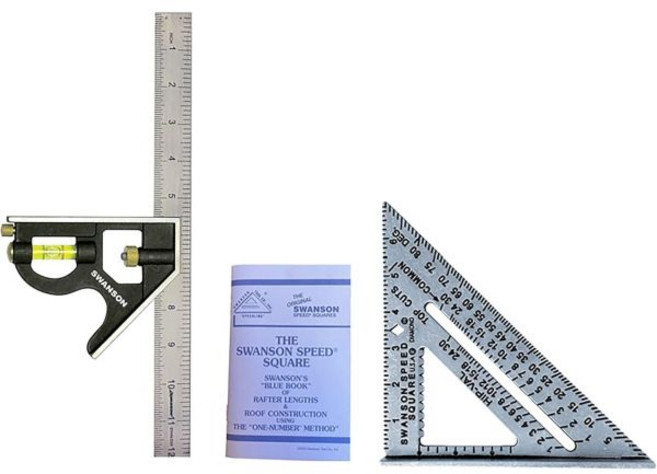 Swanson Tool 스퀘어 레이아웃 도구, 스피드 스퀘어, 스피드 스퀘어 30.5cm(12인치) 콤보 스퀘어 밸류, 1개