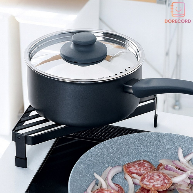 코너 거치대 삼각 받침대 인덕션 주방 냄비 선반 받침 블랙