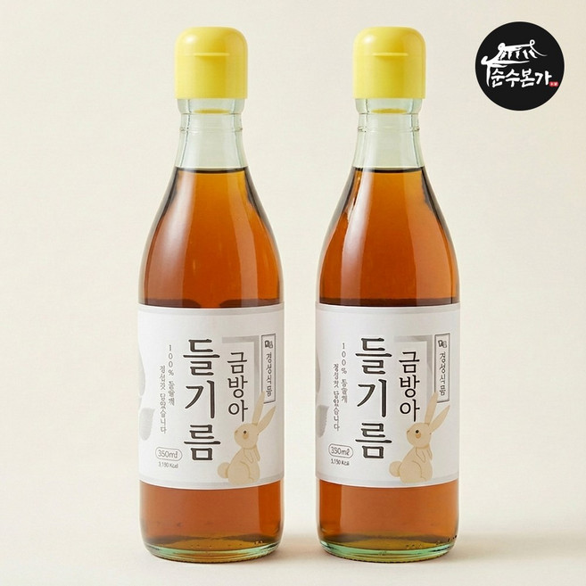 순수본가 100% 통들깨 금방아 들기름 350ml+350ml, 2개, 350ml