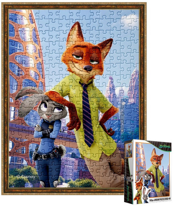 퍼즐피플 디즈니 주토피아 직소퍼즐, 1개, 디즈니 주토피아 150피스 액자포함(엔틱골드), 150피스