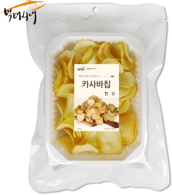 정진푸드 먹태시대 카사바칩 100g 트레이 소포장, 1개