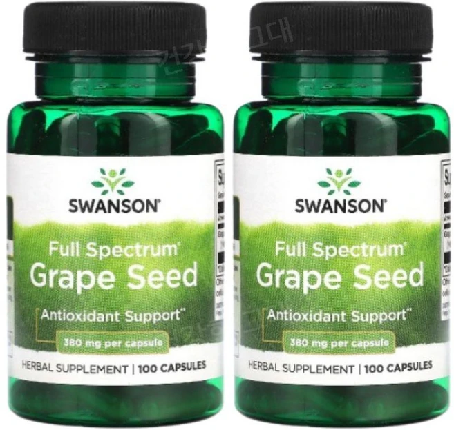 스완슨 풀스펙트럼 포도씨 380 mg 100캡슐, 2개, 100정 - 쿠팡