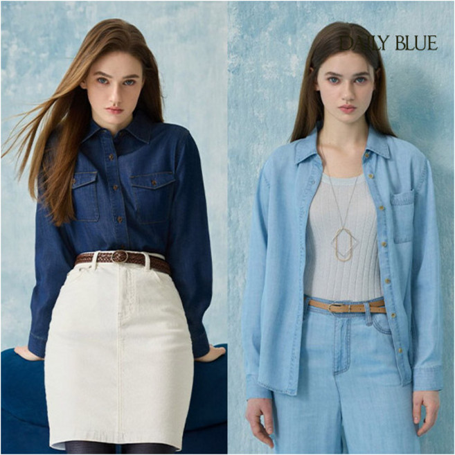 [데일리블루] [최초가 79 900원] 틴트 데님 셔츠 2종 세트