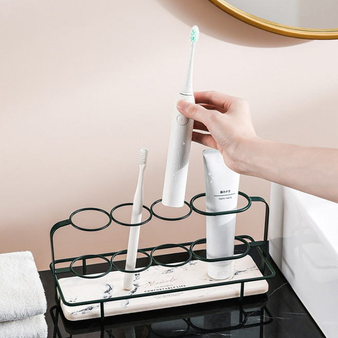 욕실 칫솔 거치대 규조토 칫솔 홀더, 다크그린&대리석, 1개