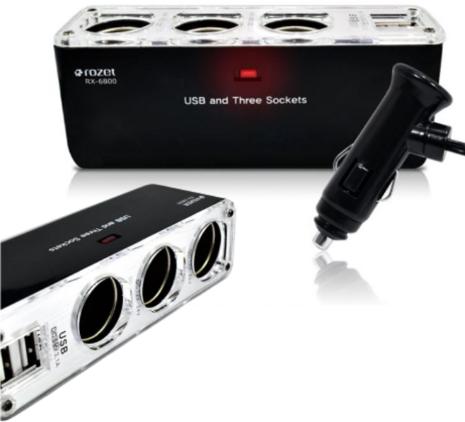 자동차 네비게이션 블랙박스 하이패스 전원 연결 시거잭 멀티 소켓 차량용 USB 2구 포트 휴대폰 충전용 시가잭, 차량용 전원연결 시거잭 멀티소켓 겸 USB 2구 포트, 1개