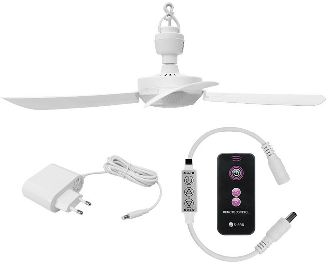 캠핑 타프팬 실링팬 천장 선풍기 천장형 S-FAN 50 12V 화이트 어댑터 리모컨 세트