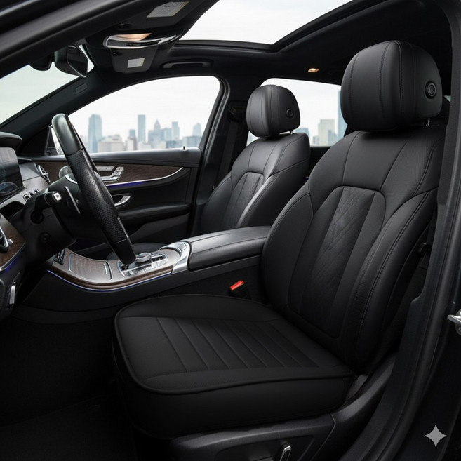 스테디얼 자동차 시트커버 차량 앞좌석, 2개, 블랙