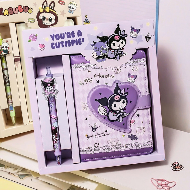 Colvani 쿠로미 다이어리 꾸미기 라부부 학용품 문구 다꾸 불펜 생일 선물, 퍼플, 1개