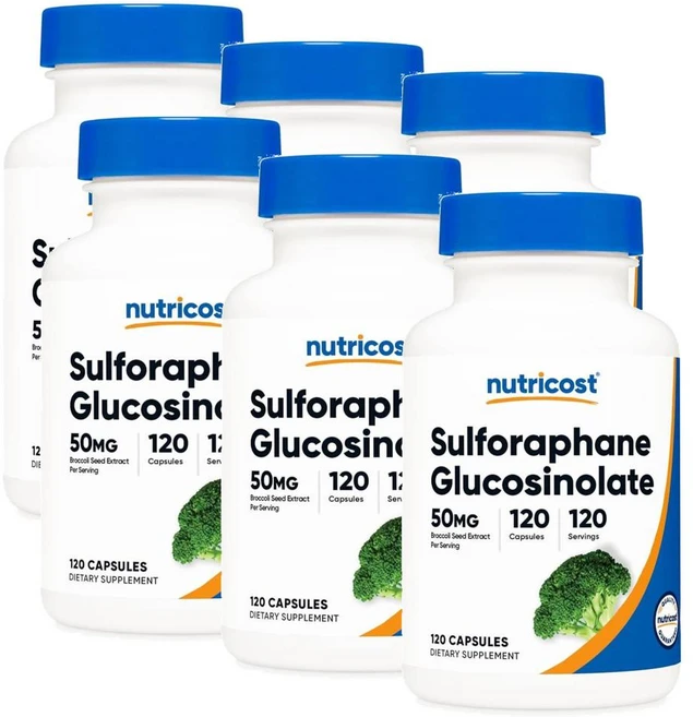 뉴트리코스트 설포라판 글루코시놀레이트 50mg 캡슐 Nutricost Sulforaphane Glucosinolate, 6개, 120정 - 쿠팡