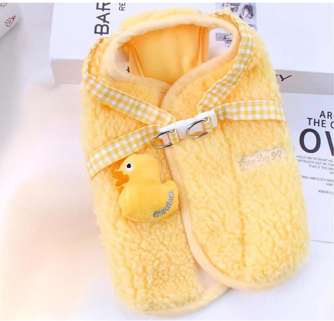유키고고 반려동물 겨울 후리스 오리 조끼, 1개, 옐로우