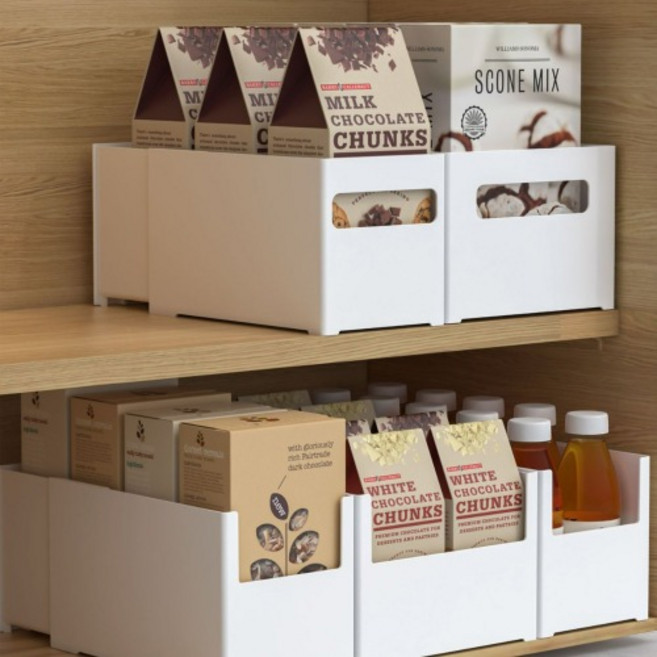 위시플레이스리빙 길이조절 팬트리정리함 소품수납함 바구니, A타입, 중형, 화이트, 1개