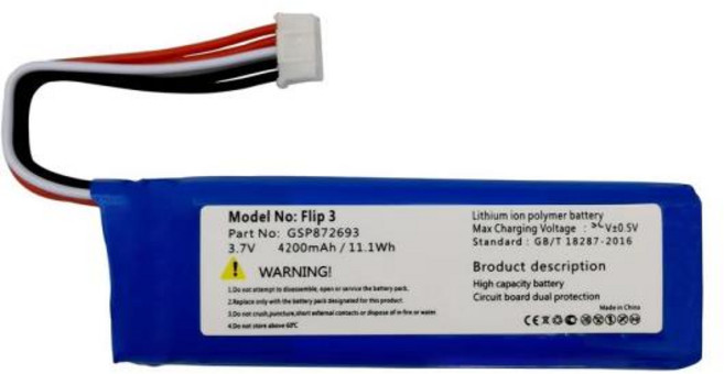 원래 3.7V 4200mAh 배터리 GSP872693 충전식 팩 JBL 플립 3 회색 키트, 01, 1개