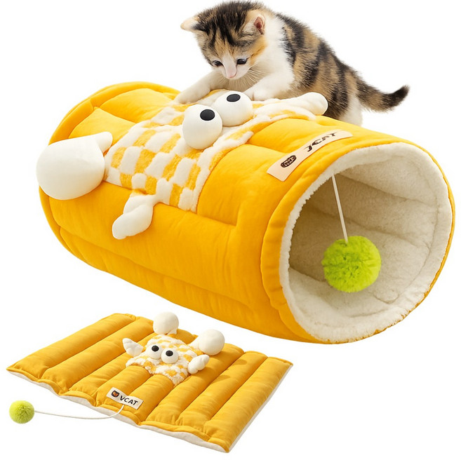 로로포우 고양이 터널 숨숨집 하우스, 1개, 옐로우