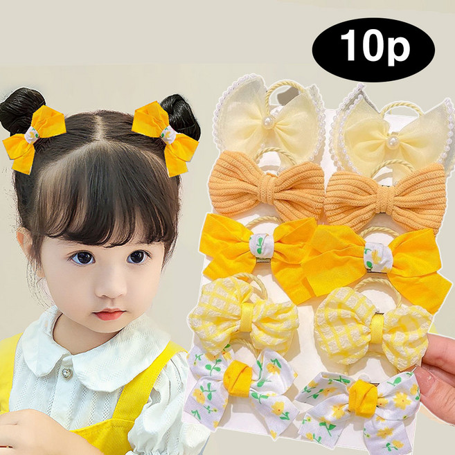 은꽃밴드 유아 리본 머리끈 여아 안아픈 헤어끈 큐티걸 10종 세트