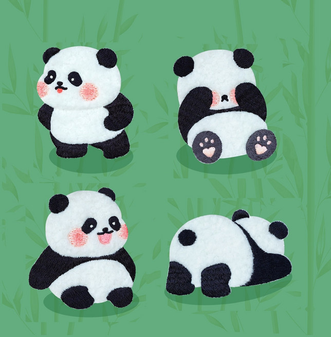 OnlyOne DIY 귀여운 판다 의류 수선 리폼 자수 스티커 와펜 4종 세트, 1개