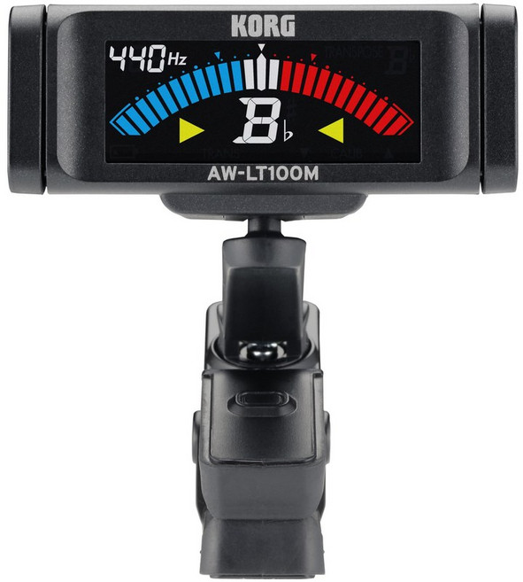 KORG 100시간 연속 구동 관현악기용 클립 튜너 AW-LT100M 컬러 표시 단 41개 경량 컴팩트, 1개