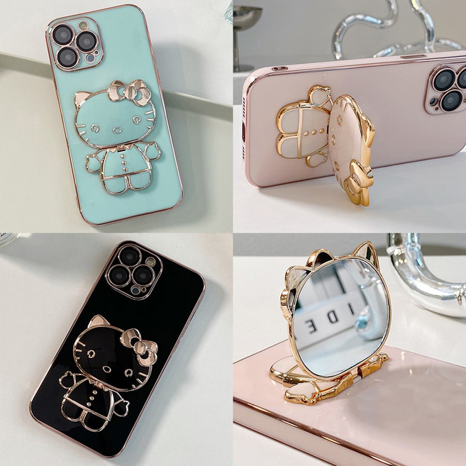 갤럭시 퀀텀5 버디3 A15 A25 A35 A14 A34 퀀텀4 버디2 점프2 퀀텀3 안녕냐옹 거울 거치대 핸드폰 케이스