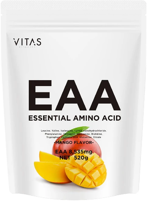 VITAS(바이타스)EAA 분말 망고 맛 520g BCAA 필수 아미노산 9종류 배합, 1개, 1g - 쿠팡
