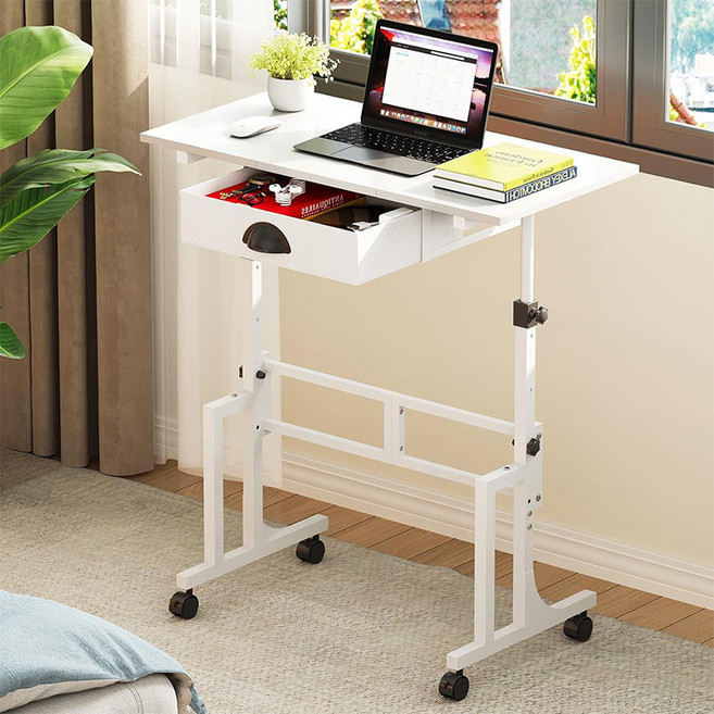 스탠딩책상 공부스탠딩책상 높이조절 프리미엄 졸음방지 허리건강, 화이트