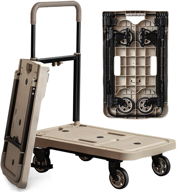 로티홈시스 접이식 카트 쇼핑 마트 폴딩 손수레 핸드 시장 4바퀴, 베이지탄, 1개