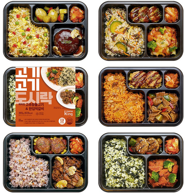 마마킹 혼밥 고기고기 도시락 368g 5종세트 냉동 양많은 한끼든든 직장인 점심 단백질 식단, 1세트