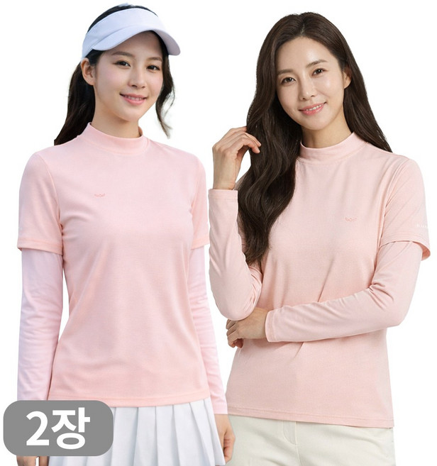 디퍼디 여성 프리미엄 냉감 반목 쿨티 쿨토시 일체형 티셔츠 스포츠 골프웨어 등산 작업복 2장세트