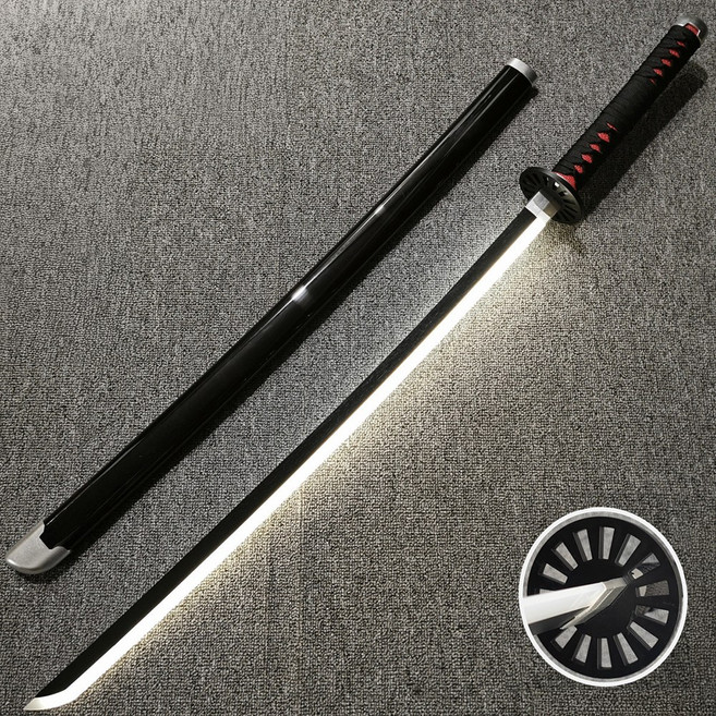 UB 카타나 LED 광선검 일륜도 귀멸의 칼날 충전식 발광검 일본도 코스프레, 1개, 블랙화이트