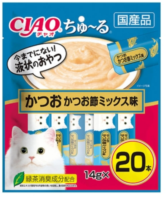 SC130 CIAO츄르 가다랑어+가쓰오부시믹스맛 14gx20p, MIX가다랑어+가다랑어포, 14g, 20개
