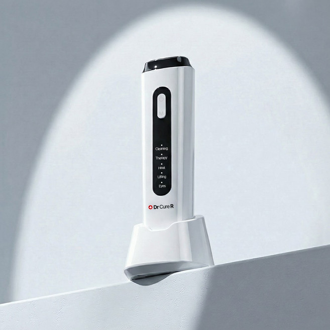 닥터큐어알 EMS 얼굴 마사지기 고주파 갈바닉 피부 관리기 부스터젤 증정, 화이트