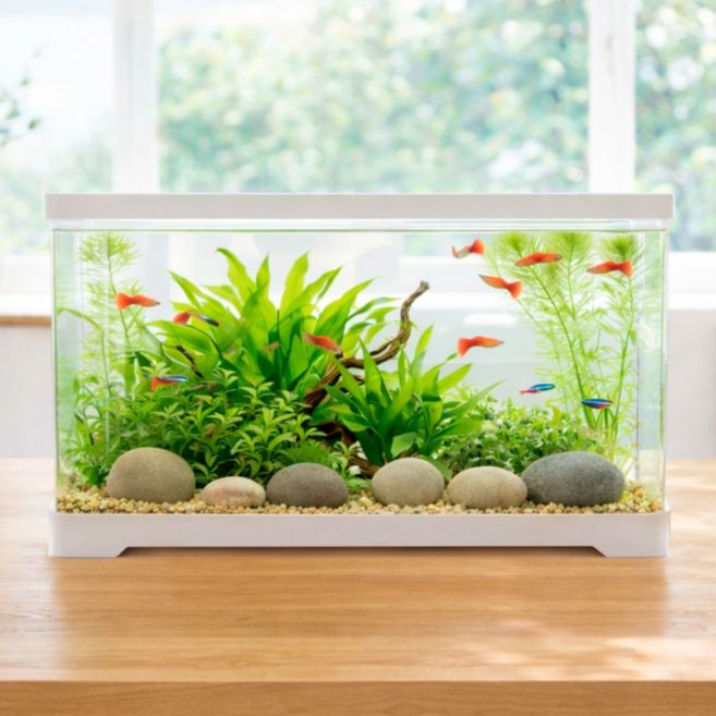 안깨지고 물갈이가 편리한 어항, 1개, 화이트