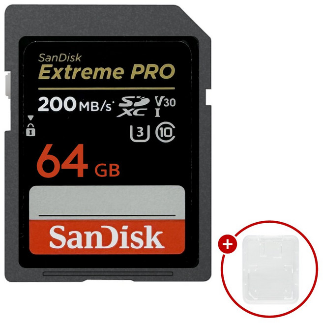 샌디스크 익스트림 프로 SD메모리카드 Extreme PRO UHS-I SDXX + SD카드 케이스, 1개, 64GB