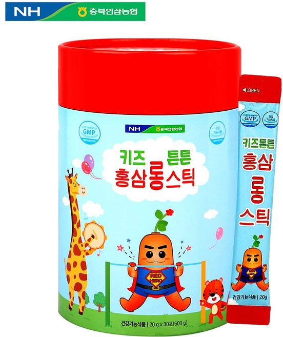 충북인삼농협 키즈튼튼홍삼롱스틱20gX90포 어린이홍삼 면역력 파인애플맛, 1개