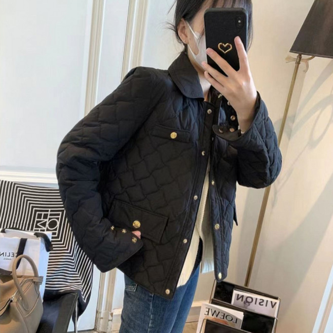 SAHINER 겨울 여성 심플 숏 경량 자켓 카라넥 데일리 솜옷 AYRF17