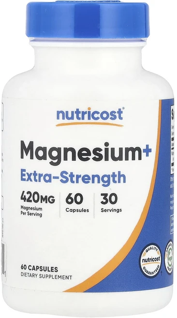 Nutricost 마그네슘+ 엑스트라 강도 420mg 캡슐 60정 (캡슐 1정당 210mg), Nutricost마그네슘엑스트라강도420mg캡슐60정캡, 1개 - 쿠팡