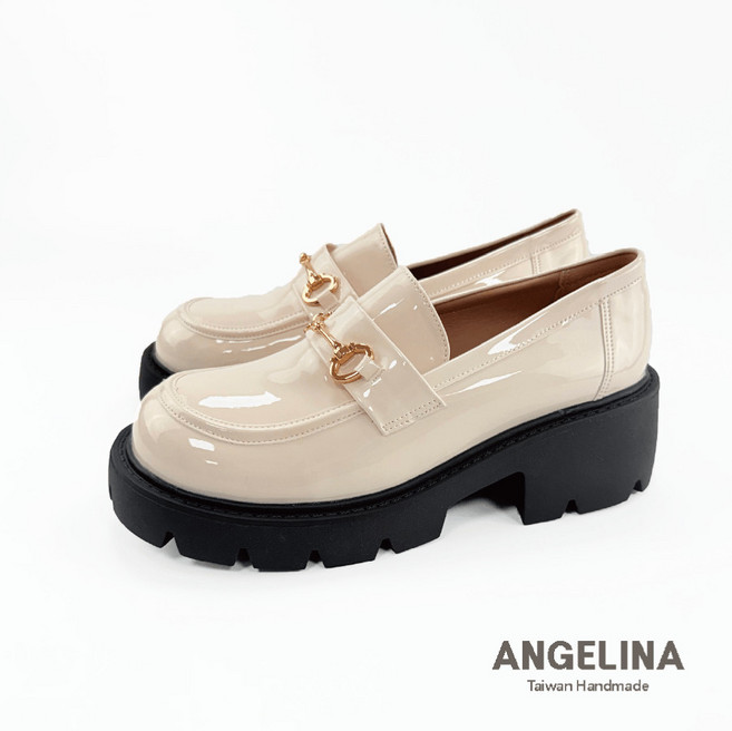 ANGELINA 漆皮厚底馬銜扣樂福鞋，高雅光澤 X 厚底舒適