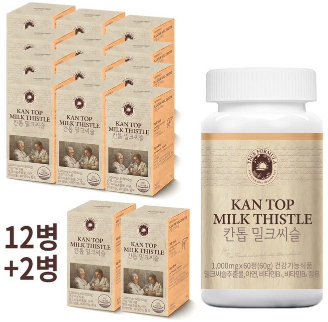 트루포뮬러 칸톱 밀크씨슬 12병(12개월) (2병추가증정+무료배송 실리마린 간에좋은영양제), 60정, 12개