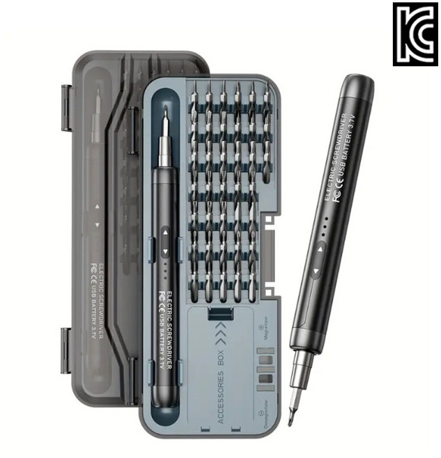 소형 정밀 무선 전동 드라이버 46종 세트, 1개, 블랙