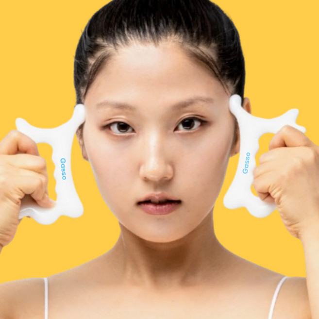 가쏘 괄사 마사지 얼굴 두피 바디 목 림프 승모근 지압, 화이트, 2개