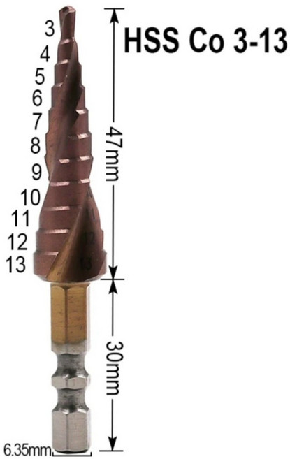 스텝드릴 스테인레스 3-13mm m35 코발트 천공 구멍 끝판대장