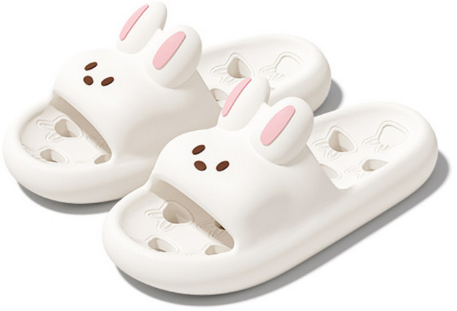 곰돌이샵 말랑말랑 몽실 토끼 물빠짐 EVA 욕실 슬리퍼 커플 욕실화 실내화, 1개, 크림
