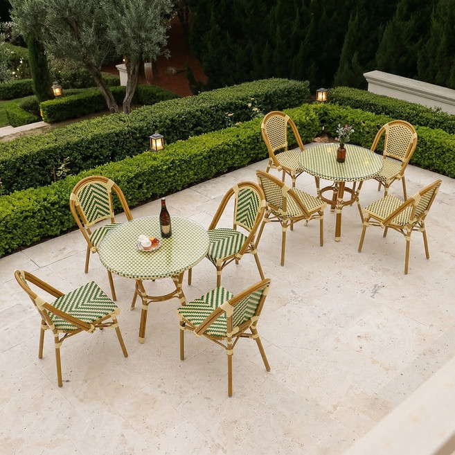 체어센스 베네치아 800 테이블 + 베네치아 의자 4인 세트 야외 라탄 테라스 카페야외, (그린) 베네치아 800T+베네치아 체어4