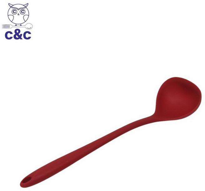 餐具達人【C&C 真新矽膠湯杓】耐熱200度C大湯杓 不沾鍋適用 30公分長柄設計, 紅色, 1個