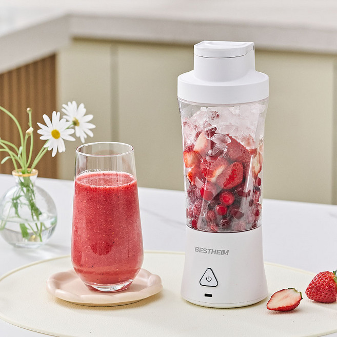 베스트하임 초강력 무선 믹서기 텀블러 포터블 블렌더, 화이트